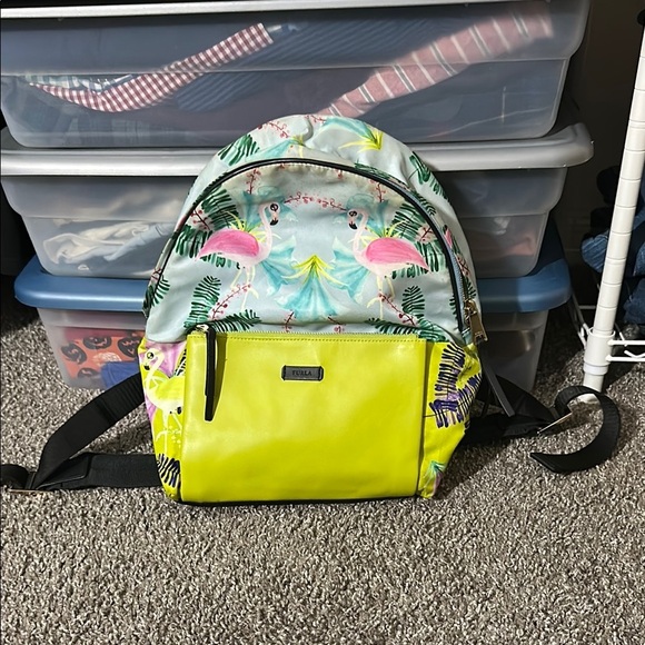 Furla Fiordaliso And Ranuncolo Giudecca Flamingo Neon Small Backpack In Blue - Picture 3 of 15